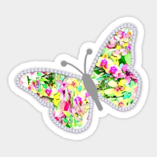 Floral Butterfly and Diamonds Sticker